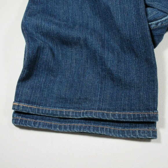 Levis womens dark distressed 545 lowrise stretch flap boot jeans 14x32 EUC - Picture 8 of 8